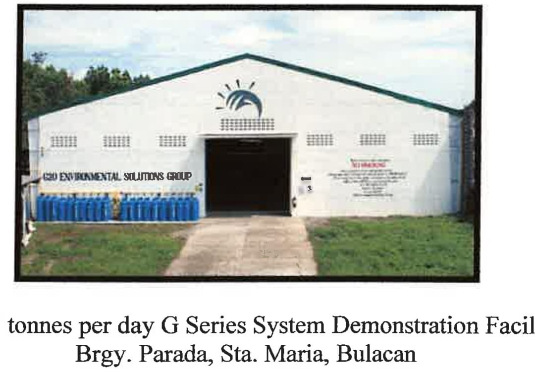 G20 Environmental Solutions Group demonstration facility, Brgy. Parada, Sta. Maria, Bulacan, Manila