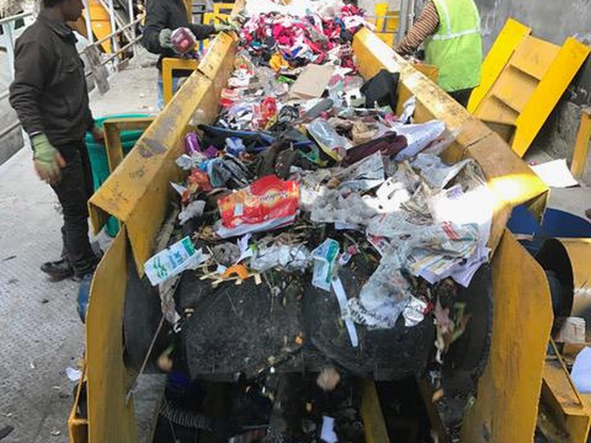 Waste sorting conveyor line at the Shimla facility