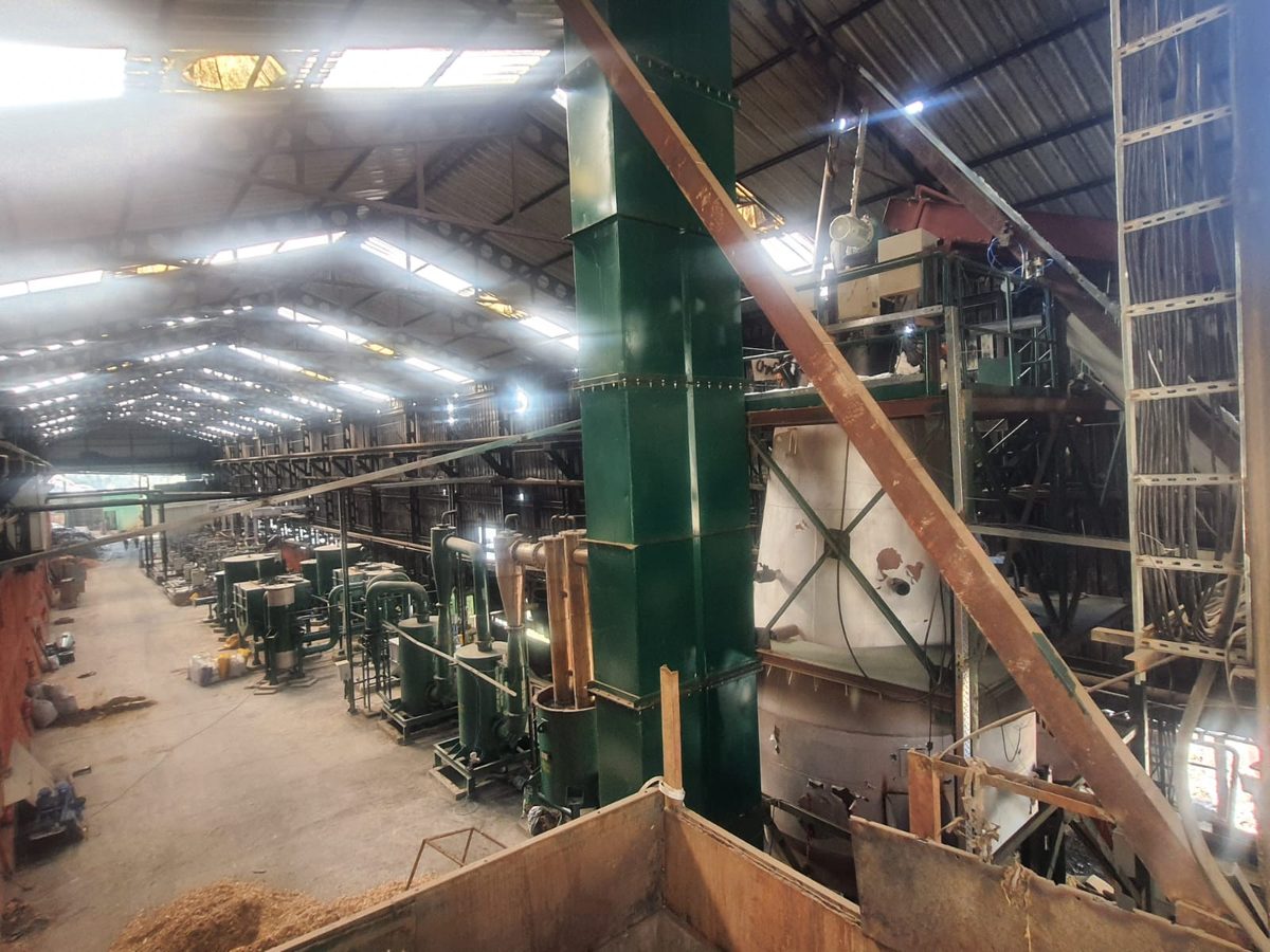 Interior of the processing hall showing gasification equipment line